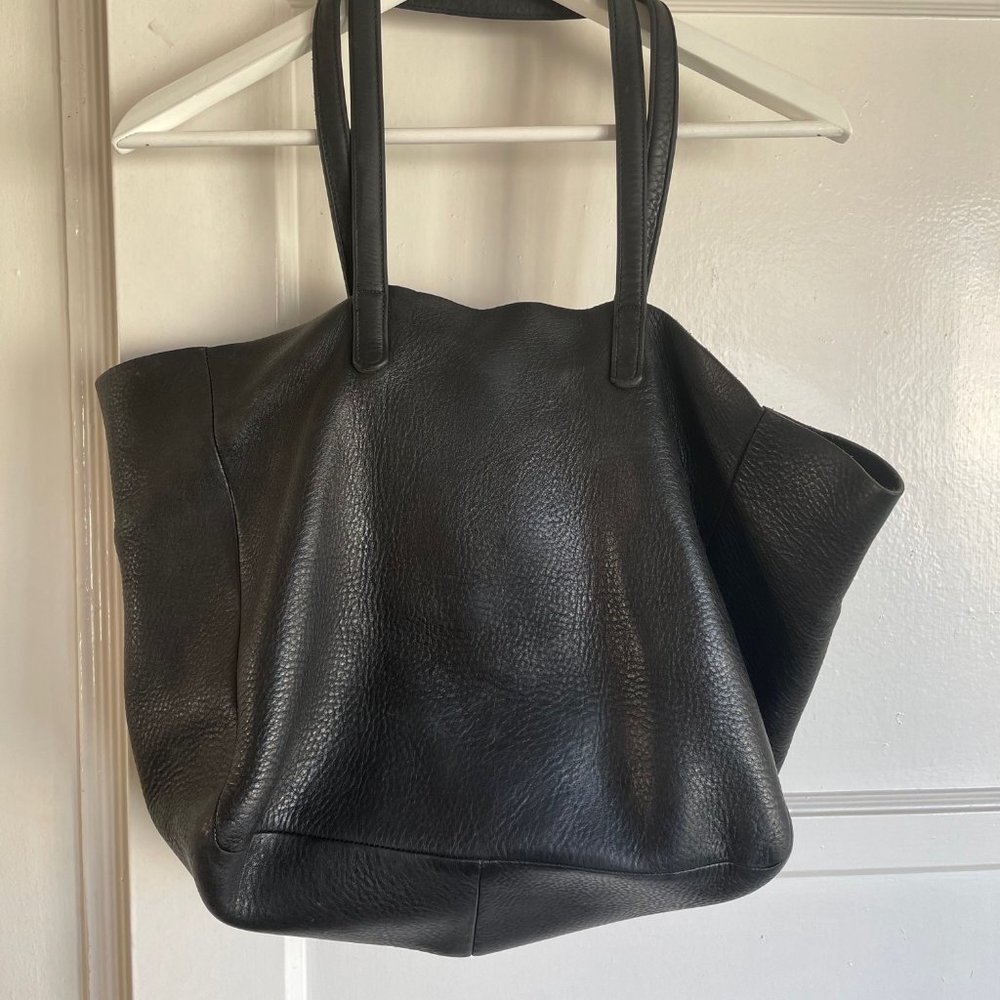 Baggu Black Leather Large Tote